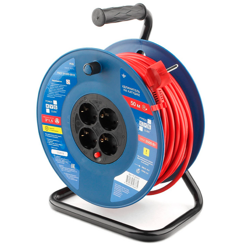 Силовые удлинители на катушке, 4 розетки, 16 А