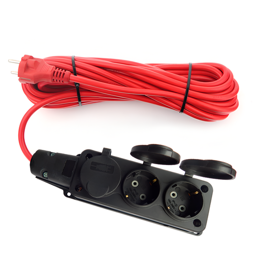 Влагозащищённые силовые удлинители IP54, 3 розетки